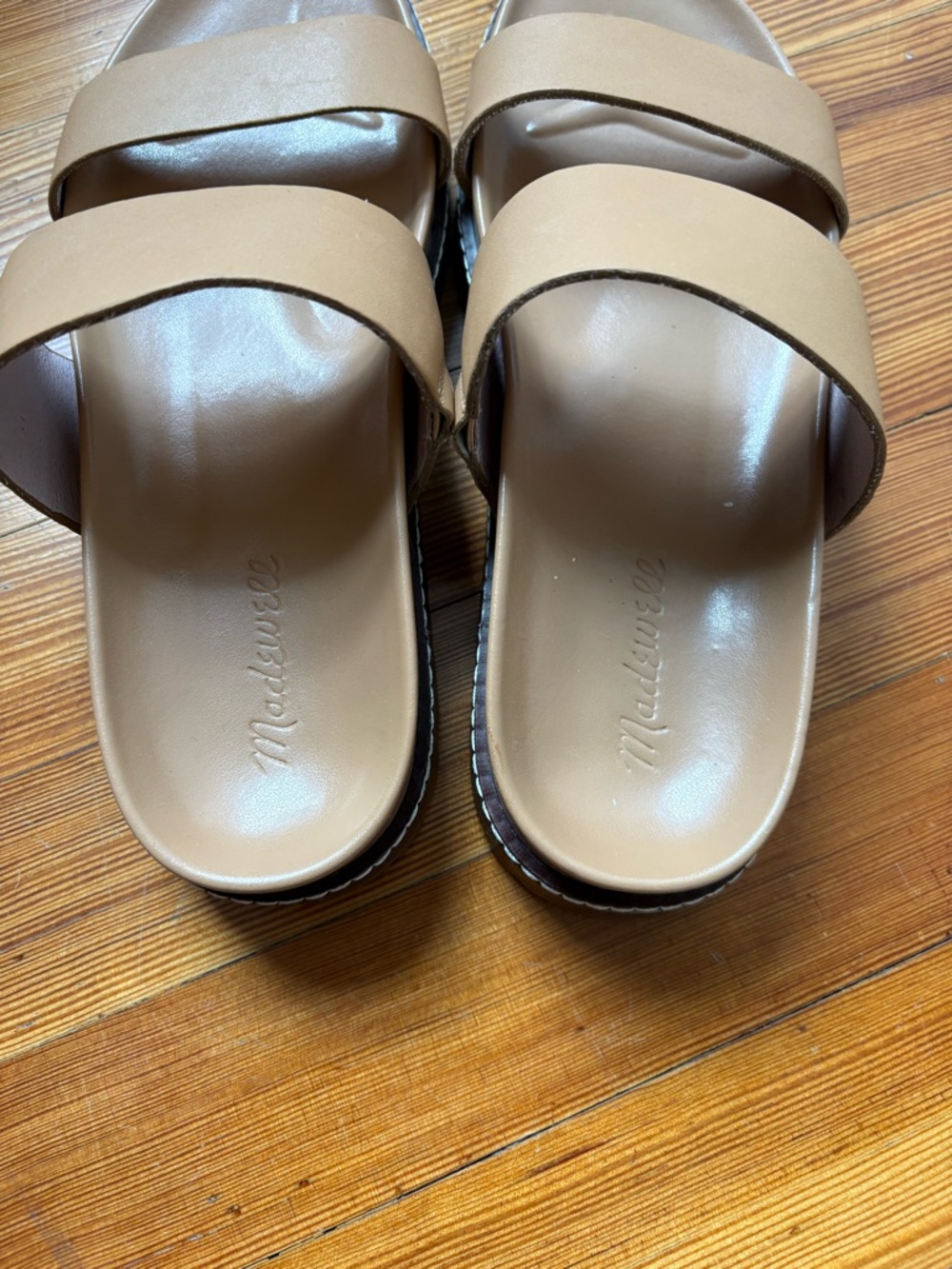 NEW Madewell | Double-Strap Slide Sandal in Tan-Cognac Leather | 7.5 - Picture 4 of 9